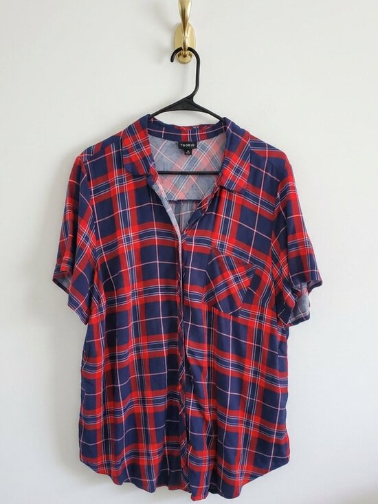 torrid Tops - Women's Button Down Plaid Shirt